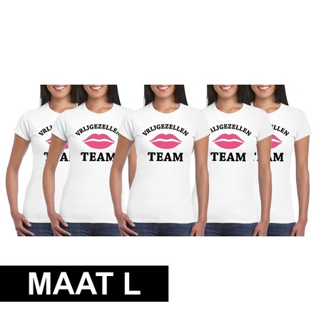 5x White ladies shirt Bachelorette Team Maat L