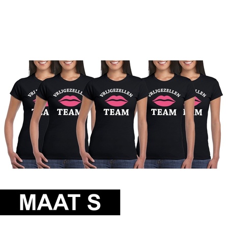 5x Black ladies shirt Bachelorette Team Maat S