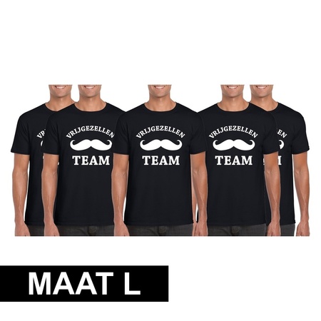5x Black men shirt Bachelor Team Maat L