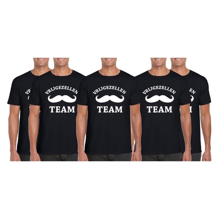 5x Vrijgezellenfeest Team t-shirt zwart heren Maat XL