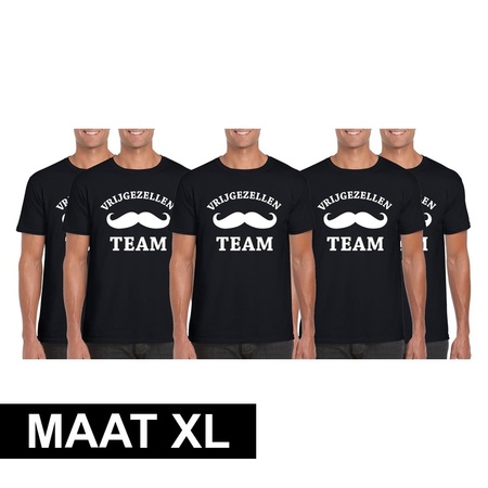 5x Vrijgezellenfeest Team t-shirt zwart heren Maat XL
