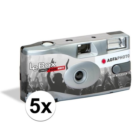 5x Wegwerp cameras met flitser voor 36 zwart/wit fotos 