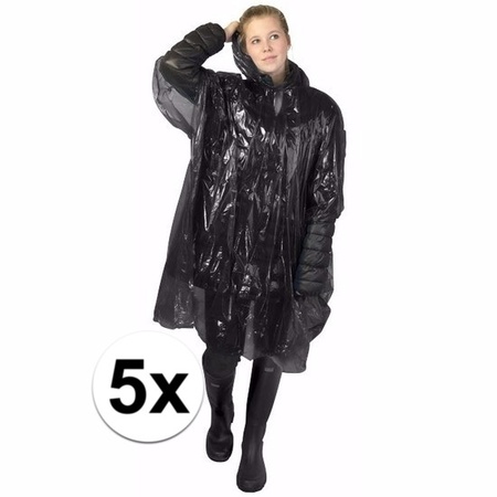 5x black rain poncho