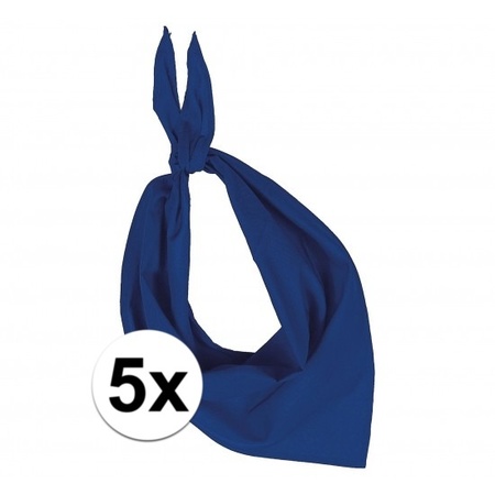 5x Zakdoek bandana kobalt blauw