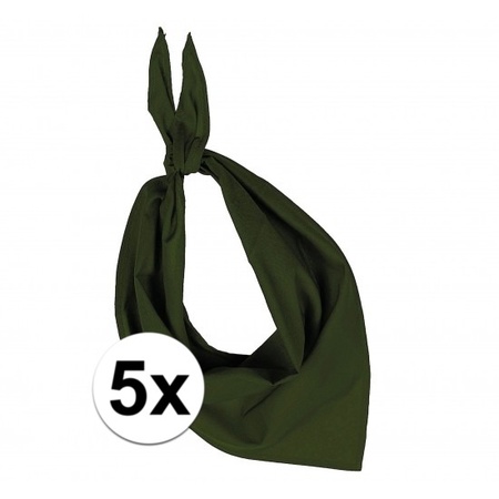 5x Colored handkerchief olive green