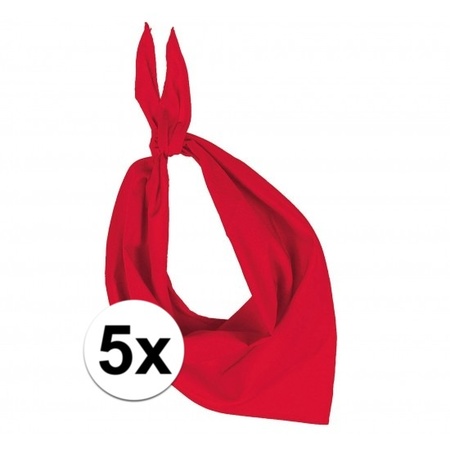 5x Colored handkerchief red