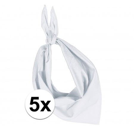 5x Colored handkerchief white