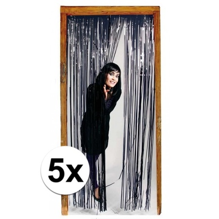5x Zwarte versiering deurgordijn 