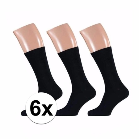 6 Paar grote maten sokken zwart maat 47/50 