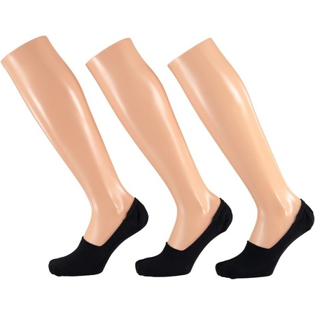 6 Paar zwarte sneaker sokken met siliconen hiel voor dames