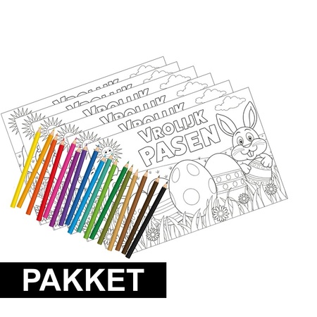6 Easter coloring pages including pencils