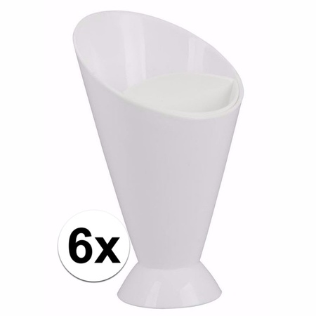 6 snack holders with seperate dip cup white 