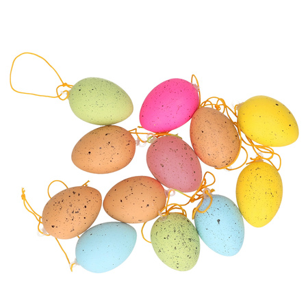 60x Coloured plastic spotted Easter eggs 5 cm