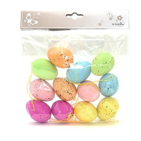60x Coloured plastic spotted Easter eggs 5 cm