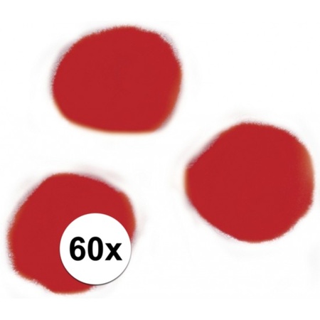 60x craft pompoms 15 mm red