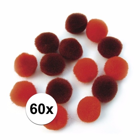 60x knutsel pompons 15 mm rood