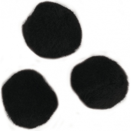 60x craft pompoms 15 mm black