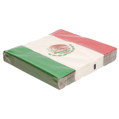 60x Landen thema versiering Mexico vlag servetten 33 x 33 cm 