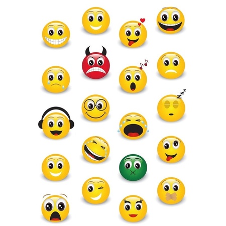 60x Smiley/Emoticons stickers met 3D effect met zacht kunststof
