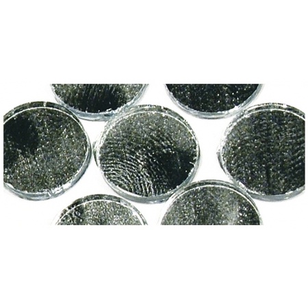 60x pieces Silver adhesive mosaic tiles round 1.5 cm