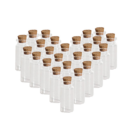 60x Transparant wedding presents glass bottles with cork top 10 ml