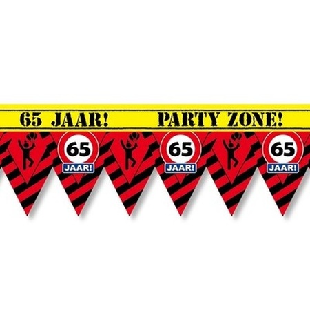 65 years party tape/marker ribbon warning 12 m decoration