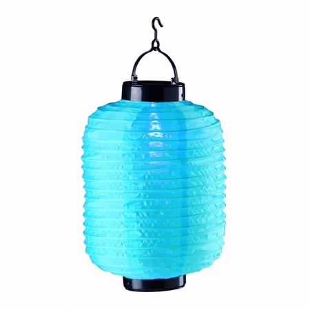 6x blue solar lampion lanterns 35 cm