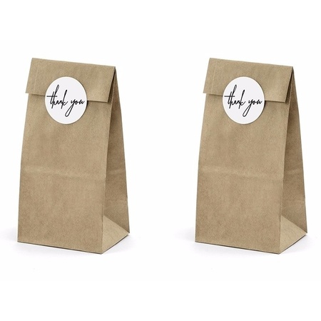 6x Wedding paper bags with Thank you stickers