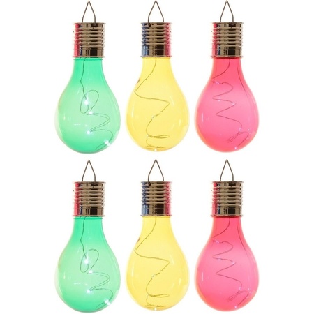 6x Outdoor LED green/yellow/red pear bulbs solar light 14 cm