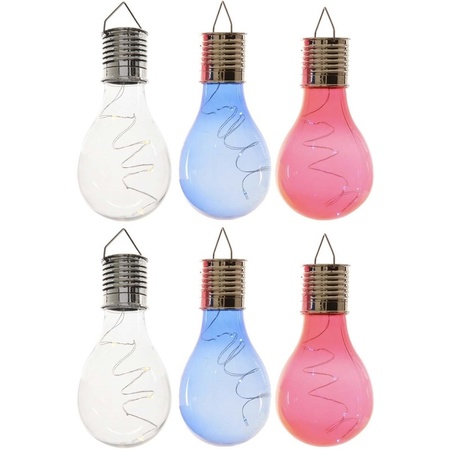 6x Outdoor LED white/blue/red pear bulbs solar light 14 cm