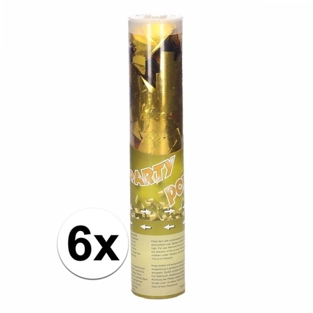 6x Confetti kanon metallic  goud 20 cm