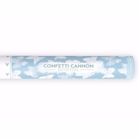 6x Confetti kanon witte vlinders 40 cm