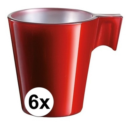 6x Espresso/koffie kopje rood