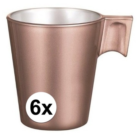 6x Espresso/koffie kopje rose goud