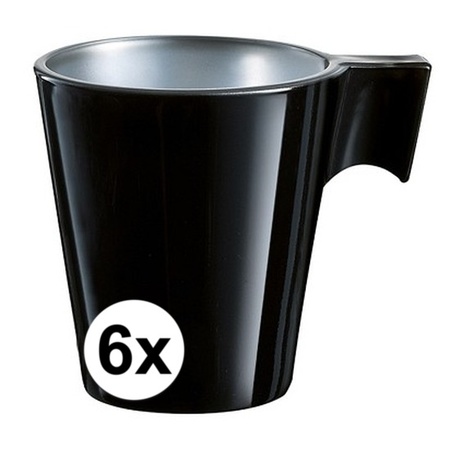 6x Espresso/koffie kopje zwart