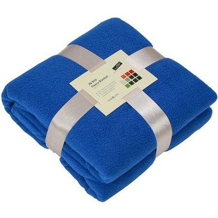 6x Fleece dekens/plaids kobaltblauw 130 x 170 cm