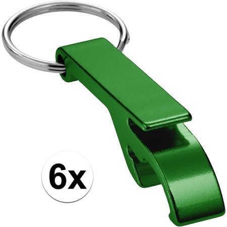 6x Bottle opener keychain green