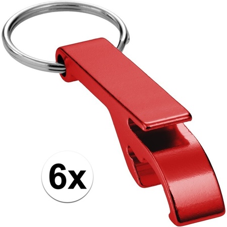 6x Bottle opener keychain red