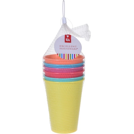 6x Colored drinking cup/mug plastic 12 cm