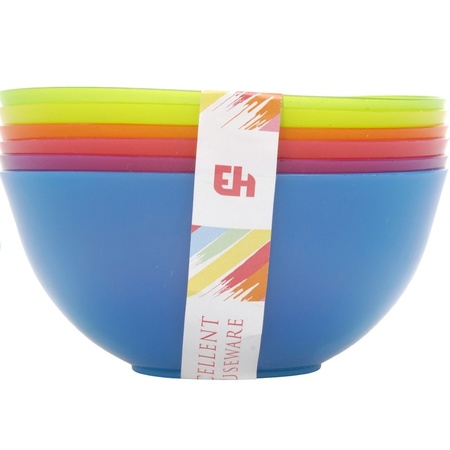 6x Colored bowls plastic 13 cm