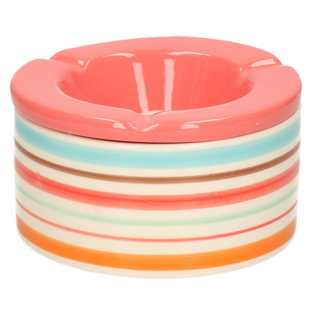 6x Coloured ashtrays with pink cover 12 cm