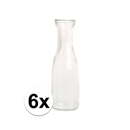 6x Glazen karaf 1 liter