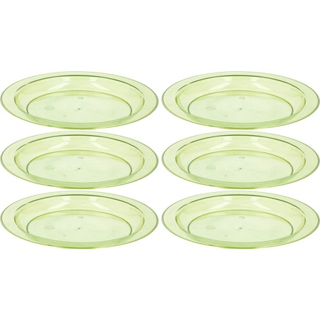 6x Green plastic plates 20 cm