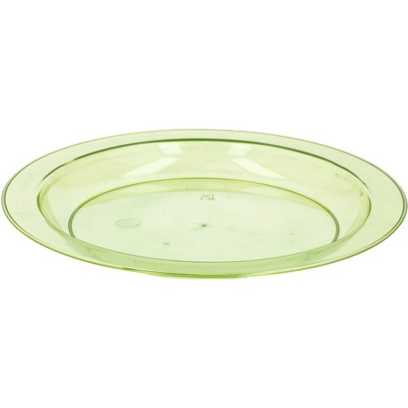 6x Green plastic plates 20 cm