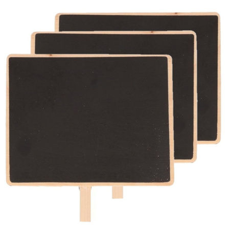 6x Wooden memo chalkboards with clip 15 x 12 cm