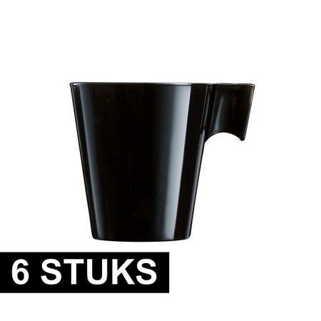 6x Lungo koffie/espresso bekers zwart