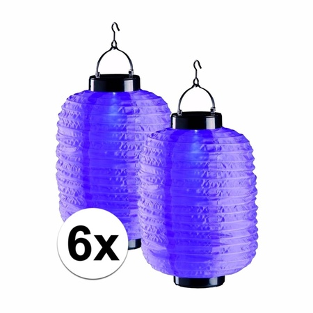 6x purple solar lampion lanterns 35 cm