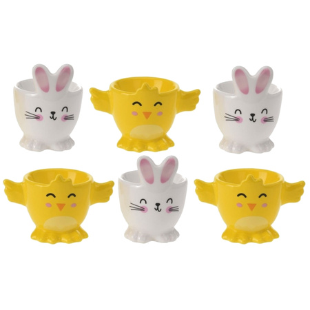6x Easter egg holders haze and chicken 7 cm