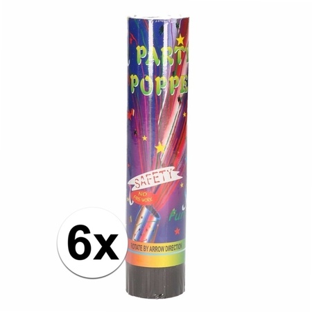 6x Party poppers confetti 20 cm 