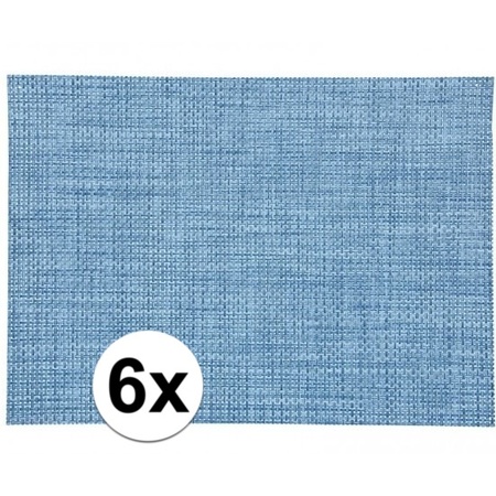 6x Placemat gevlochten blauw 45 x 30 cm